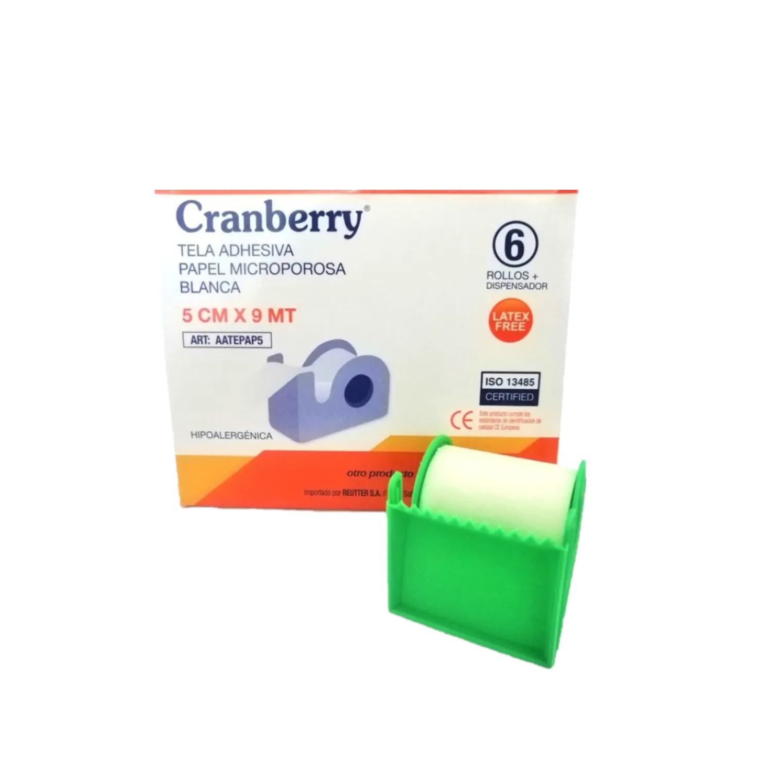 Tela adhesiva microporosa blanca  con carro  unidad5cm x 9m